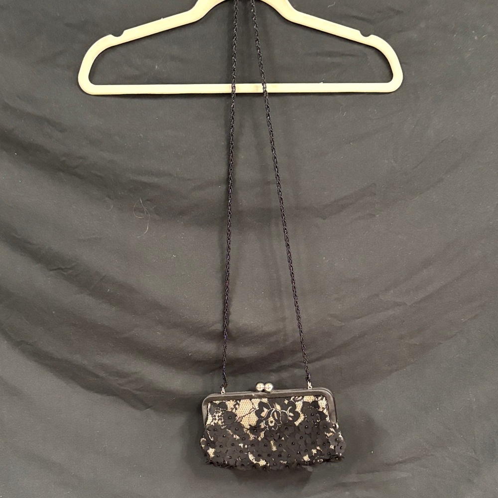 Nina Black and Cream Lace Clutch